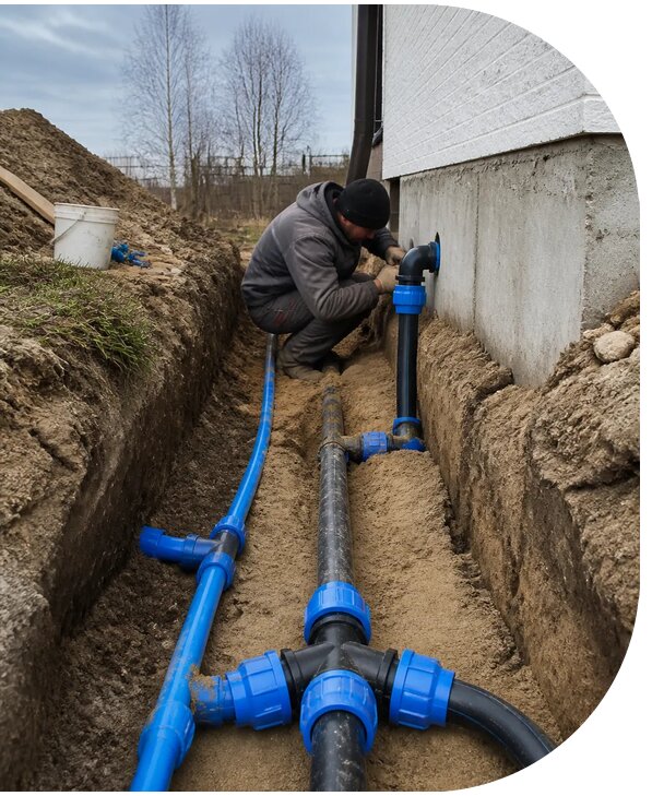 Монтаж наружного водопровода на участке под ключ в Старом Осколе